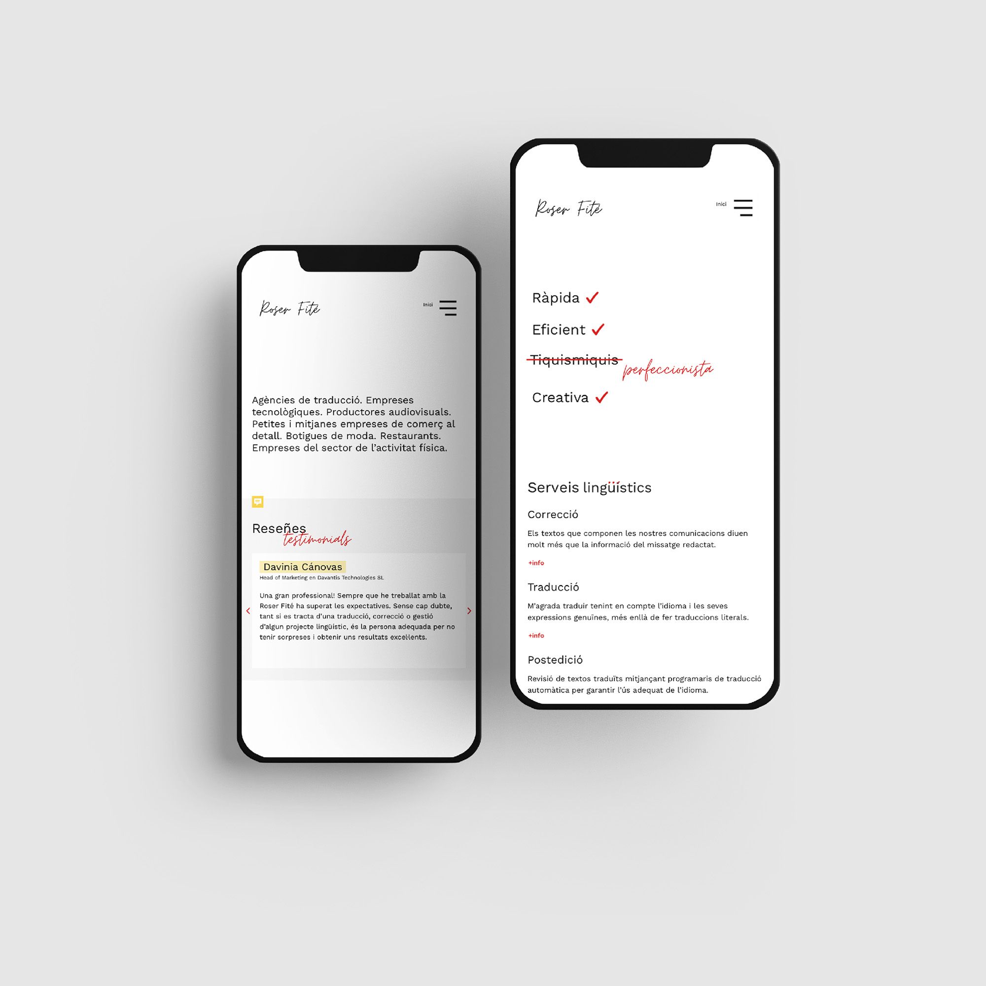 Proyecto diseño web de Roser Fité hecho con Kit Digital