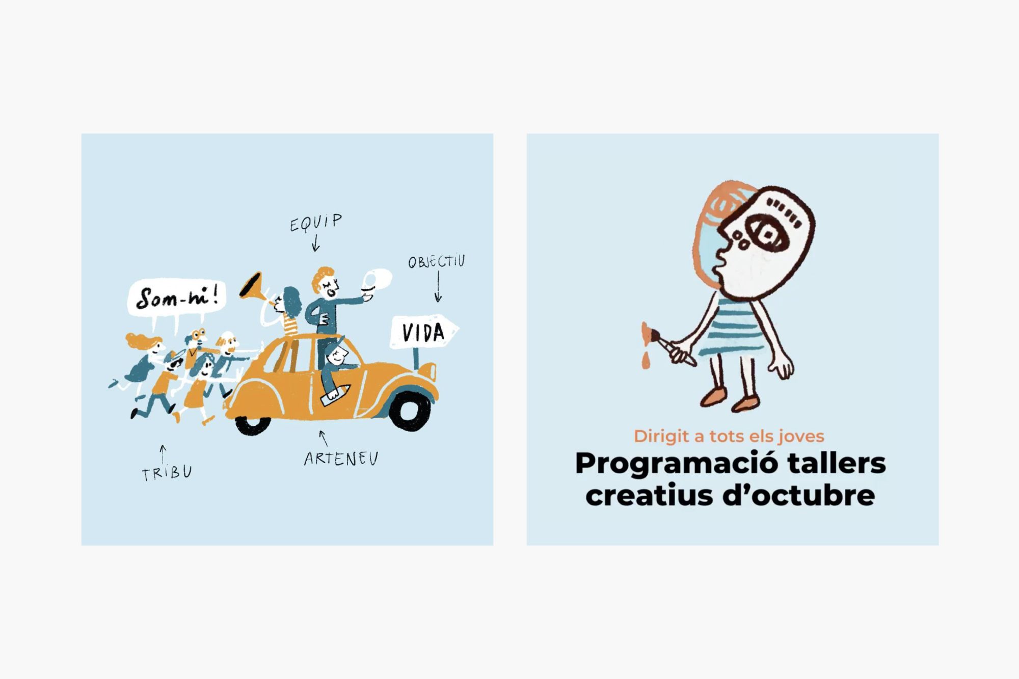 Diseño de redes sociales Instagram para ARTeneu Sabadell, ilustracion